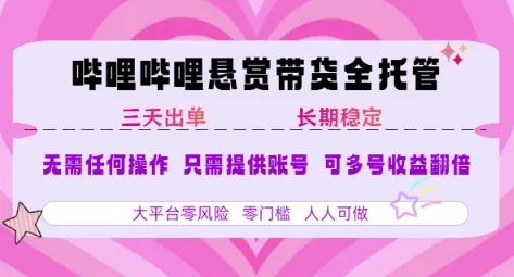 2025年B站风口带货项目 仅需提供账号 全程托管 轻松月入1w+