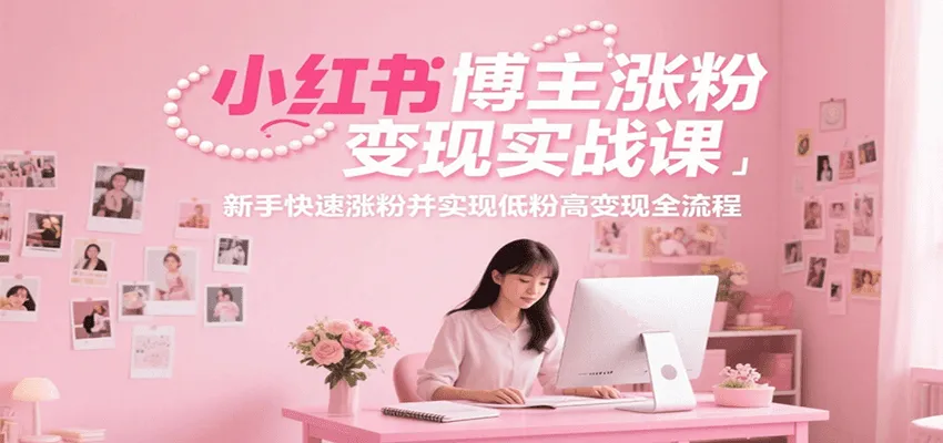 小红书博主涨粉变现实战课，新手快速涨粉并实现低粉高变现全流程