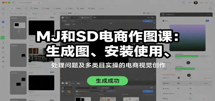MJ和SD电商作图课：生成图、安装使用、处理问题及多类目实操的电商视觉创作