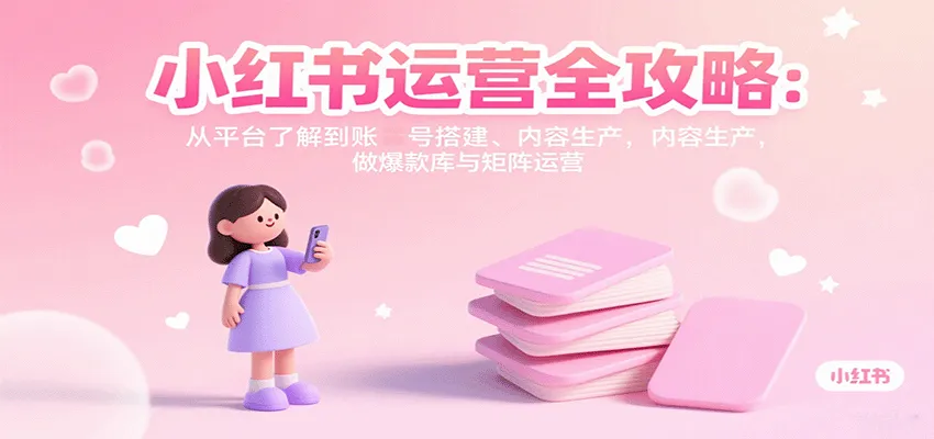 小红书运营全攻略：从平台了解到账号搭建、内容生产，做爆款库与矩阵运营