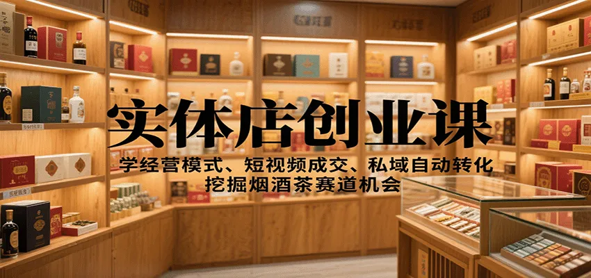 实体店创业课：学经营模式、短视频成交、私域自动转化，挖掘烟酒茶赛道机会