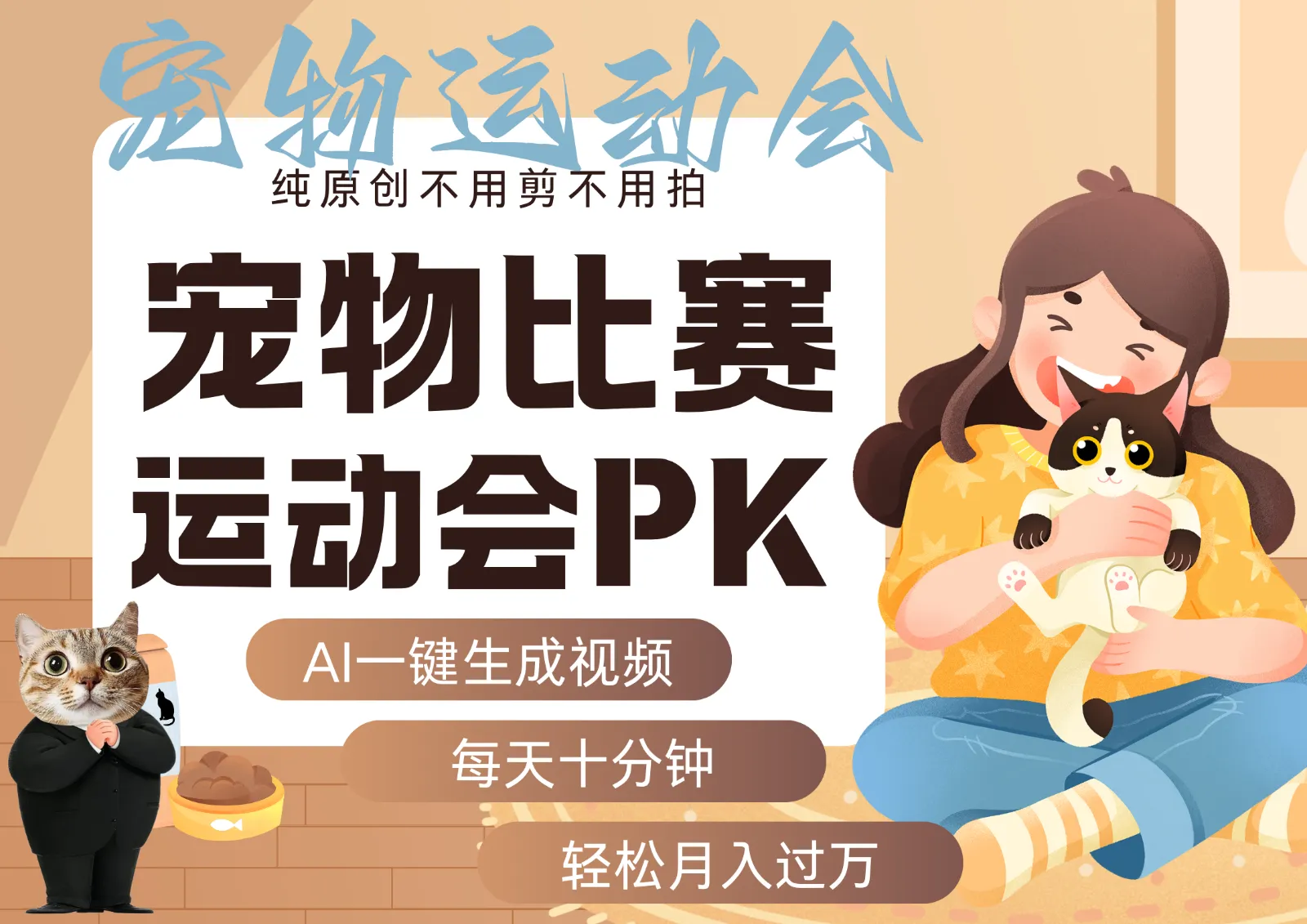 AI萌宠运动员跳水 射击 篮球 足球比赛 每天十分钟 附详细提示词文案库 代替做…