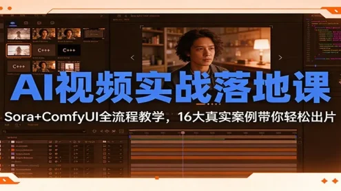 AI视频实战落地课：Sora+ComfyUI全流程教学，16大真实案例带你轻松出片
