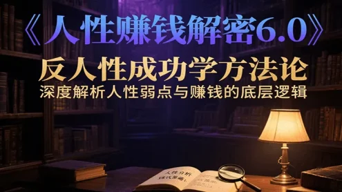 人性赚钱解密6.0，反人性成功学方法论，深度解析人性弱点与赚钱的底层逻辑
