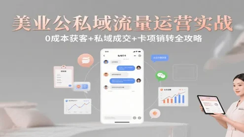 美业公私域流量运营实战：0成本获客+私域成交+卡项销转全攻略
