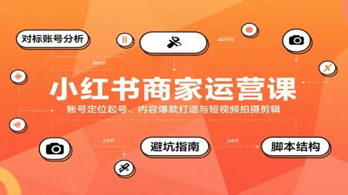 小红书商家运营课，账号定位起号、内容爆款打造与短视频拍摄剪辑