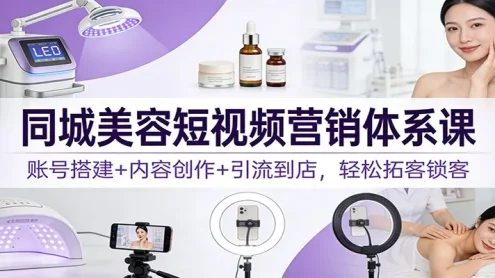 同城美容短视频营销体系课：账号搭建+内容创作+引流到店，轻松拓客锁客