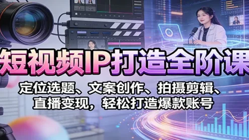 短视频IP打造全阶课：定位选题、文案创作、拍摄剪辑、直播变现，轻松打造爆款账号