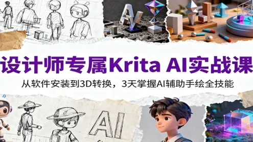 设计师专属Krita AI实战课：从软件安装到3D转换，3天掌握AI辅助手绘全技能
