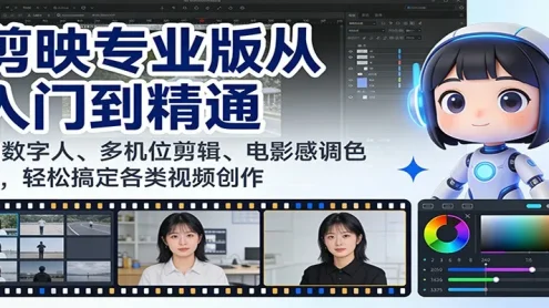 剪映专业版从入门到精通：AI数字人、多机位剪辑、电影感调色等，轻松搞定各类视频创作