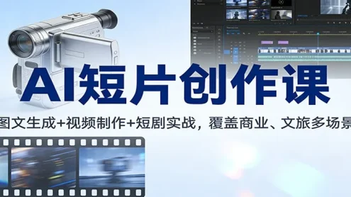 AI短片创作课：图文生成+ 视频制作+短剧实战，覆盖商业、 文旅多场景