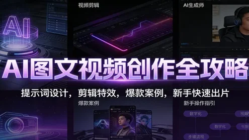 AI图文视频创作全攻略：提示词设计，剪辑特效，爆款案例，新手快速出片