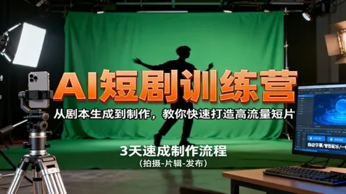 AI短剧训练营，从剧本生成到制作，教你快速打造高流量短片